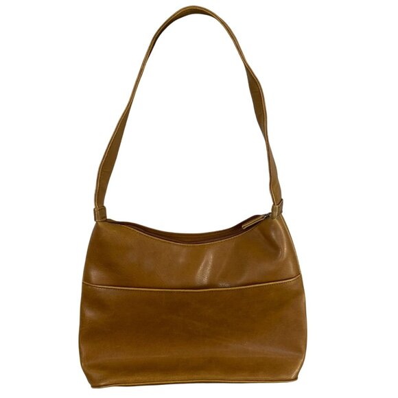 Vintage 90s Croft & Barrow Tan Brown Faux Leather Shoulder Bag Purse - Picture 1 of 12